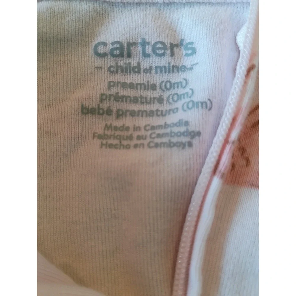Carters Child of Mine Preemie Sleep and Play 2 Pack Pink Bear Swan FootedPajamas